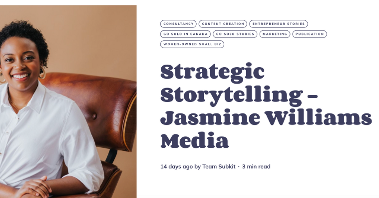 Article screenshot: Strategic Storytelling - Jasmine Williams Media