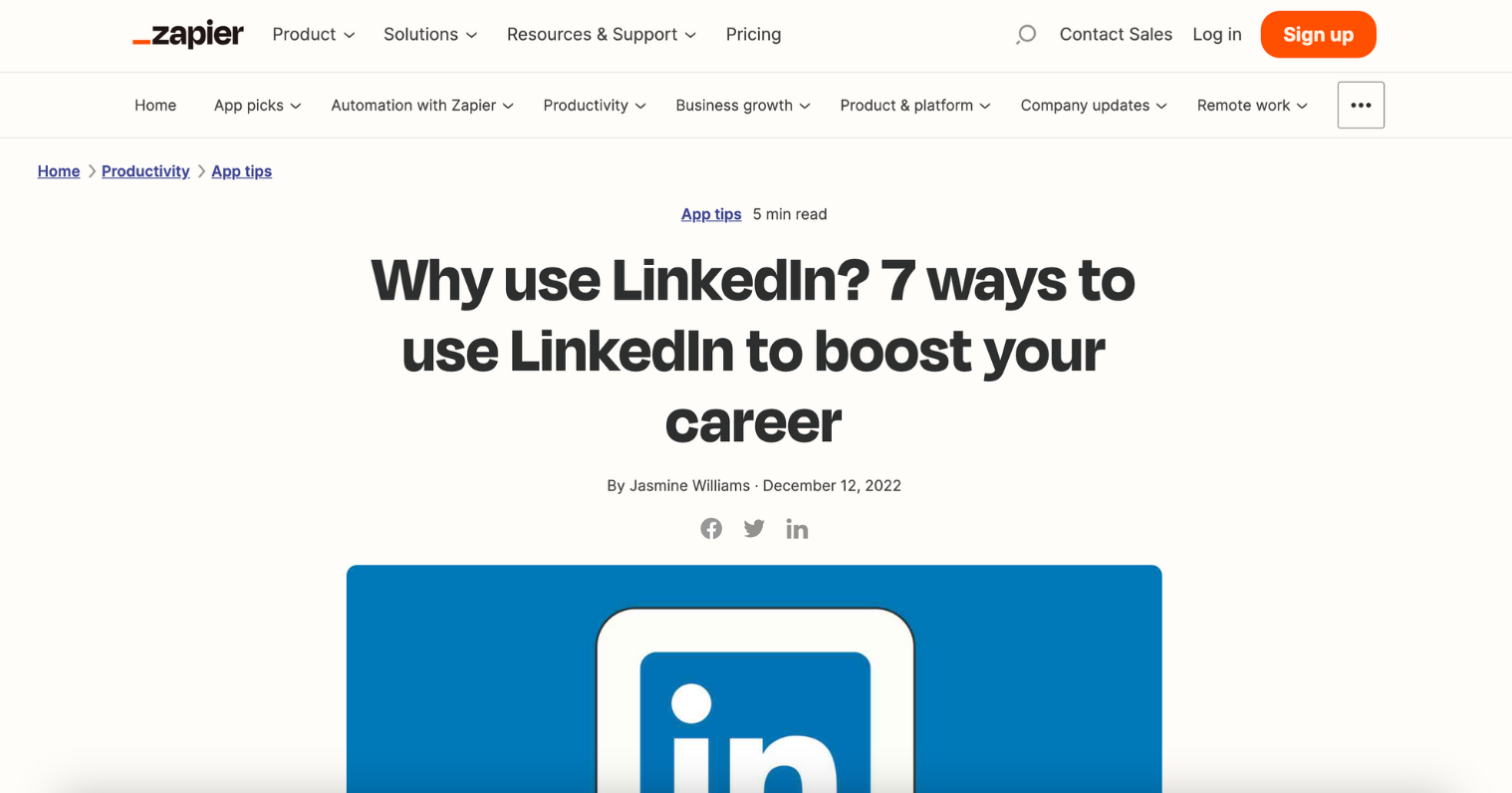 why use linkedin header screenshot